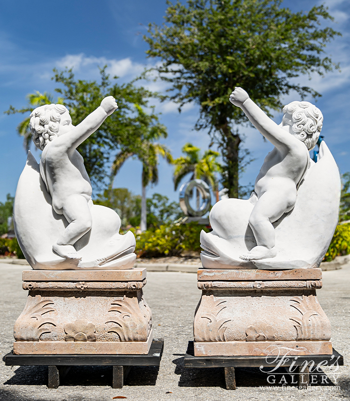 Marble Statues  - Cupid Pair In Statuary Marble - MS-1310